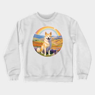 Canaan Dog Memorial Rainbow Bridge Colorful Art Crewneck Sweatshirt